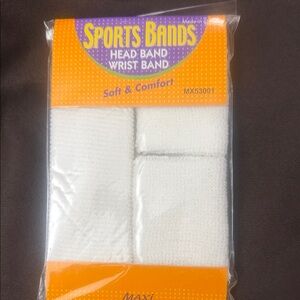 White Headband & Wristband Set